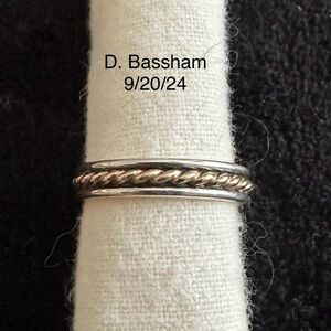 James Avery Retired Sterling Silver And 14kYellow Gold Twisted Rope Ring-size 8